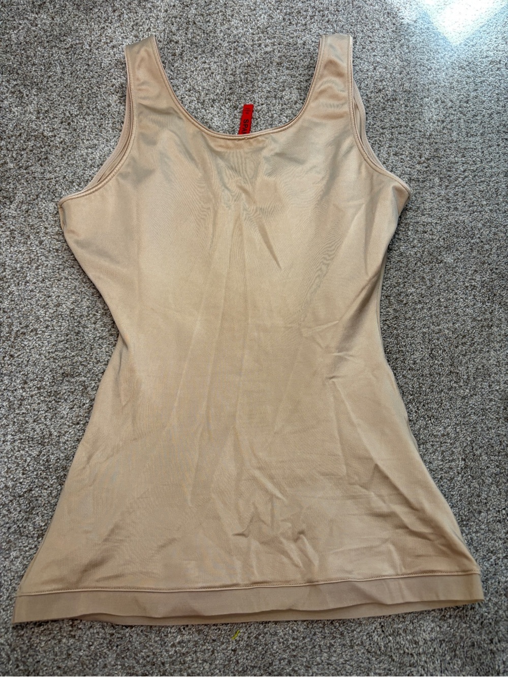Spanx Womens Stretch Satin Tank Top Size Medium M Nude Beige Shapewear